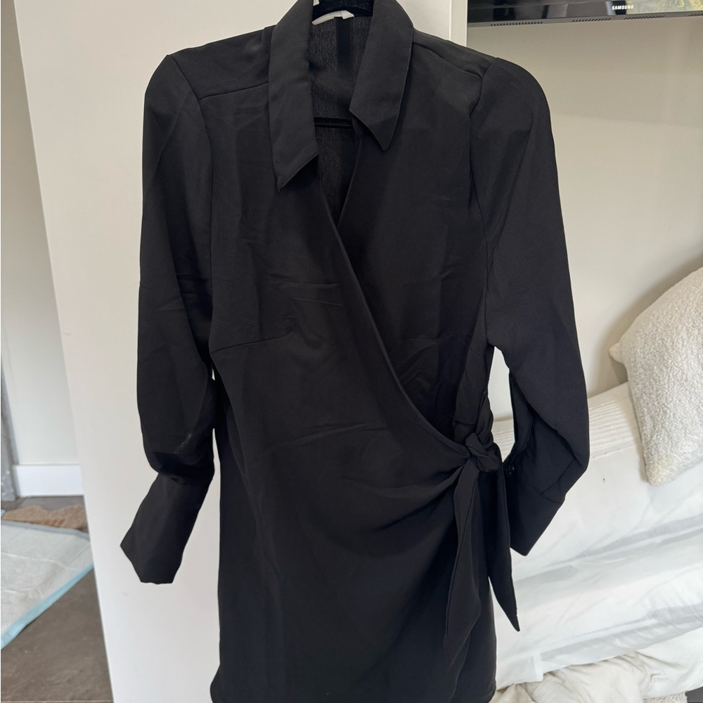 H&M Black Long Sleeve Wrap Dress